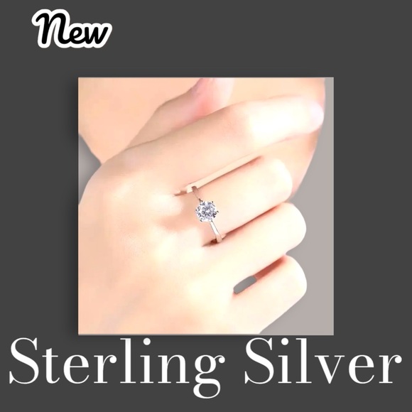 New Exclusively Fancy Solitaire Cut Sterling Silver .925 AAA CZ Ring Size 7 - Picture 2 of 2